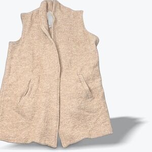 Cynthia Rowley Vest Cardigan Wool Blend Long Sleeveless Open Front Pockets Small